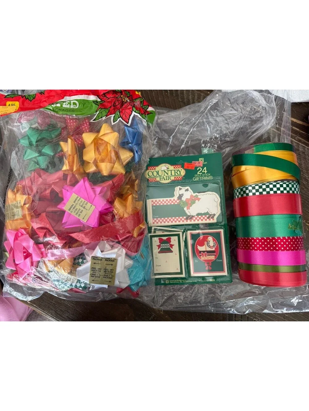 Vintage Christmas Bows, Ribbon, Country Fair Tags